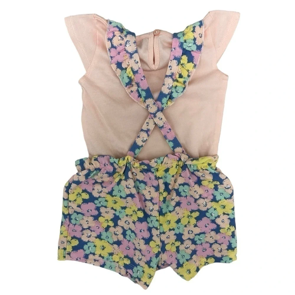 Wonder Nation Girls 12 Months Floral Jumpsuit With Bow Set New With Tags